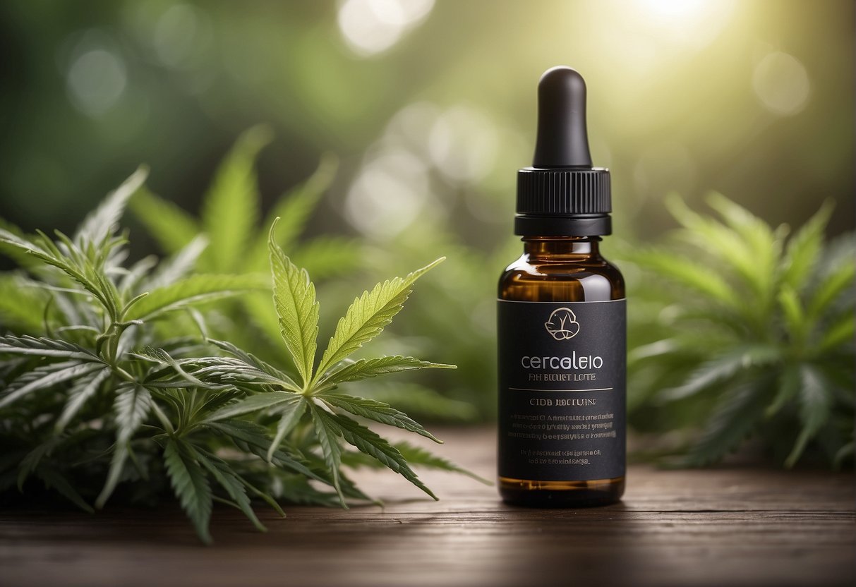 A serene, natural setting with a CBD plant in focus. Clear, informative text surrounds the illustration, debunking myths about CBD and highlighting its benefits