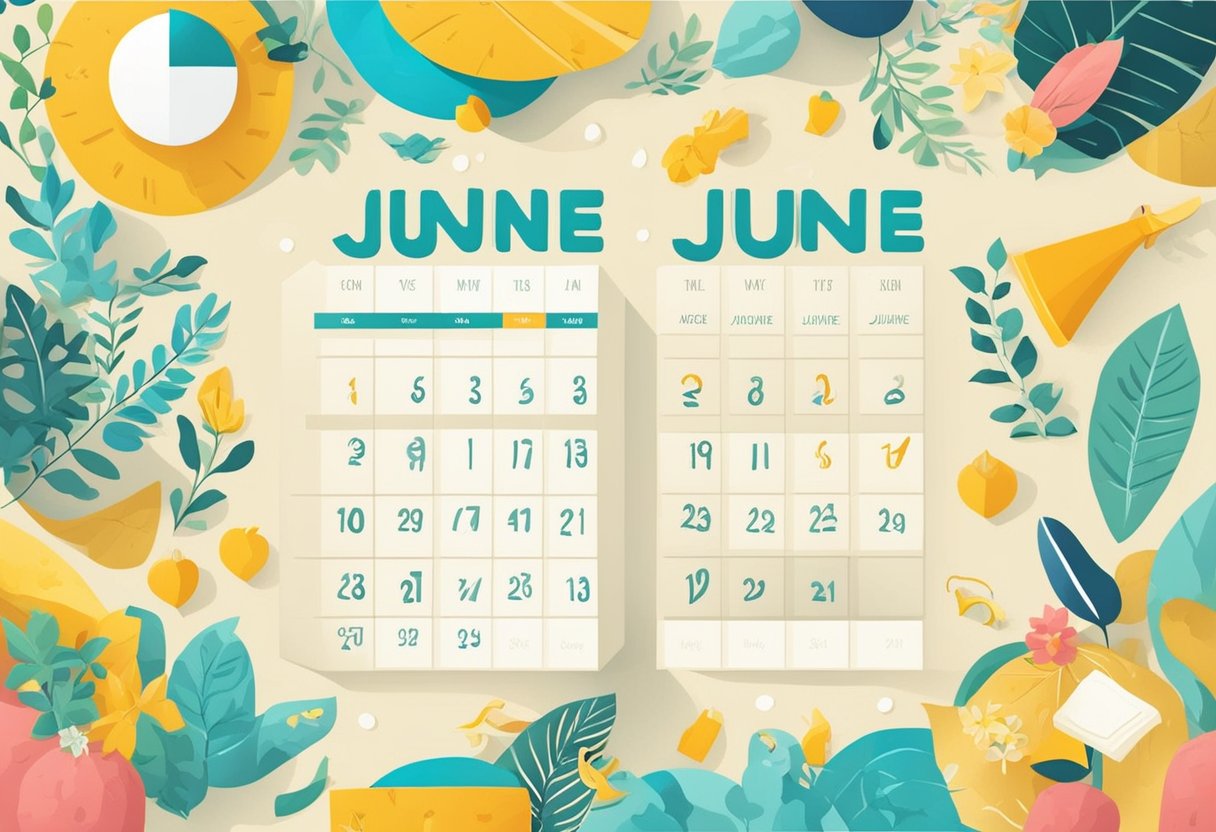 A calendar page with "25 June Quotes" written in bold, surrounded by decorative elements and a subtle background