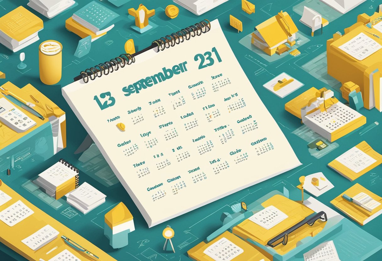 A calendar page with the title "Quote List 1 - 25 September Quotes" surrounded by decorative elements and a clean, modern font