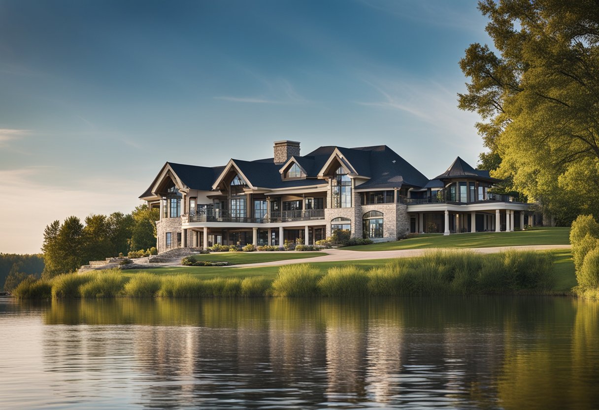 A sprawling lakefront property with lavish amenities, nestled in the picturesque landscape of Missouri