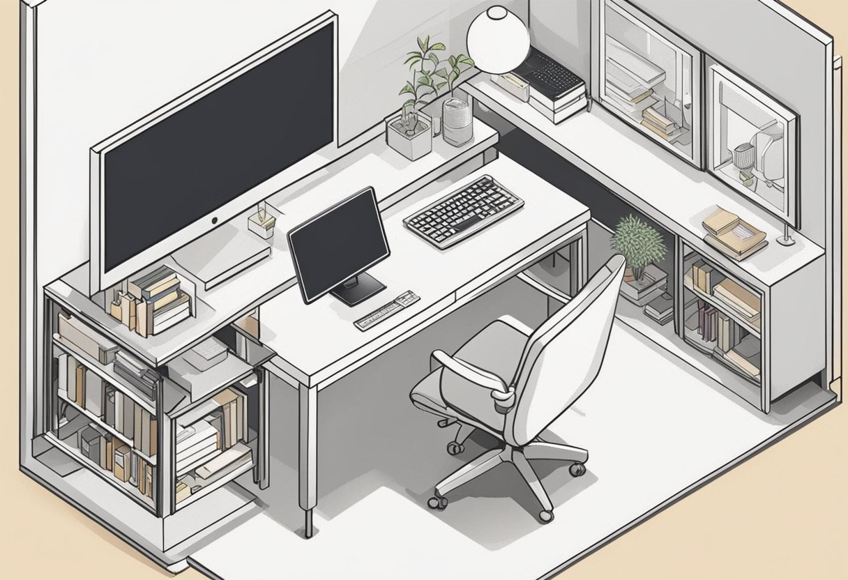 A clear line divides a work desk from a cozy home space, symbolizing the importance of setting boundaries
