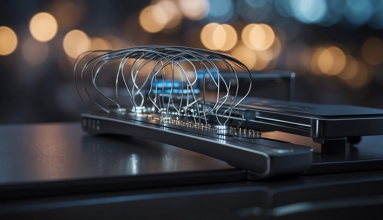 A Wi-Fi bridge connects two networks wirelessly. It can be depicted as two separate networks linked by a bridge symbolizing the connection