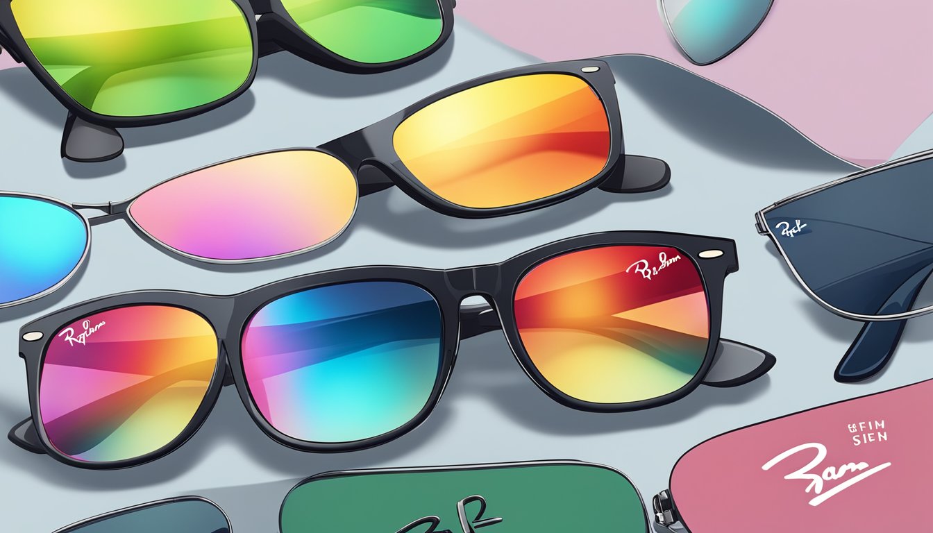 A display of Ray-Ban sunglasses with exclusive offers and the latest collections on a Flipkart banner