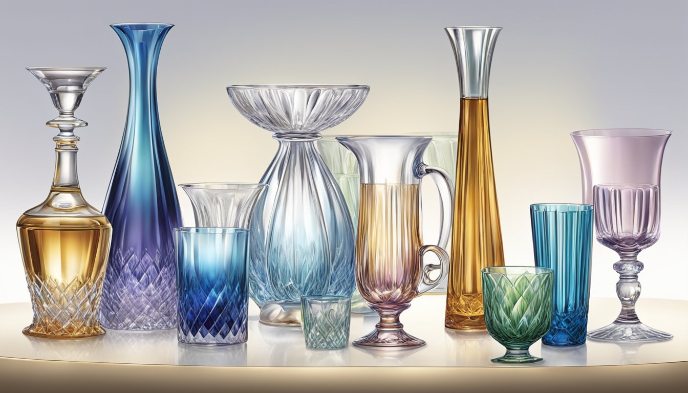 A display of elegant French crystal glassware, showcasing the excellence of renowned French glass brands