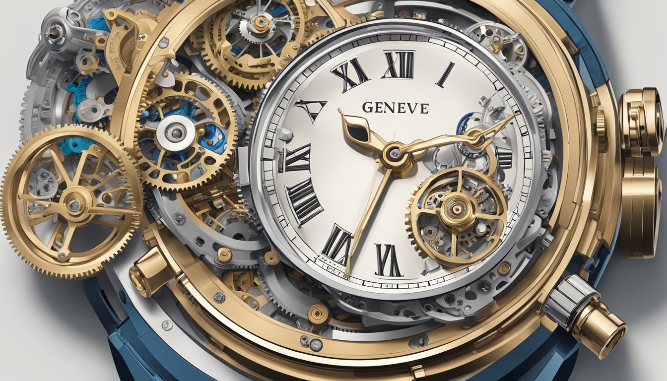 A watchmaker meticulously assembles intricate gears and dials, showcasing the precision and craftsmanship of Geneve watches