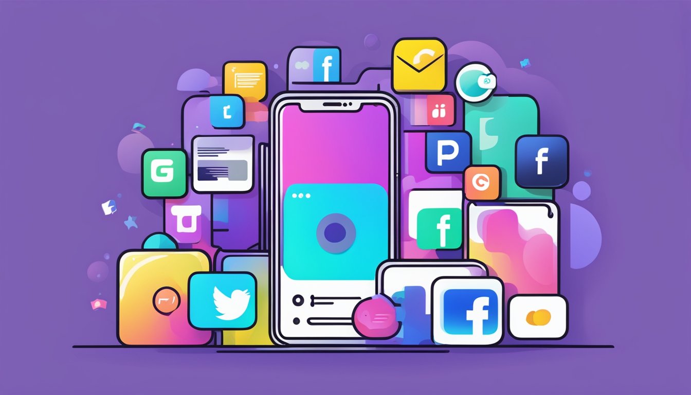 A smartphone displaying Giphy's logo integrated with various social media platforms