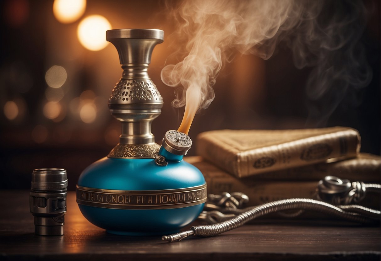 A hookah with a "tobacco free" label surrounded by question marks
