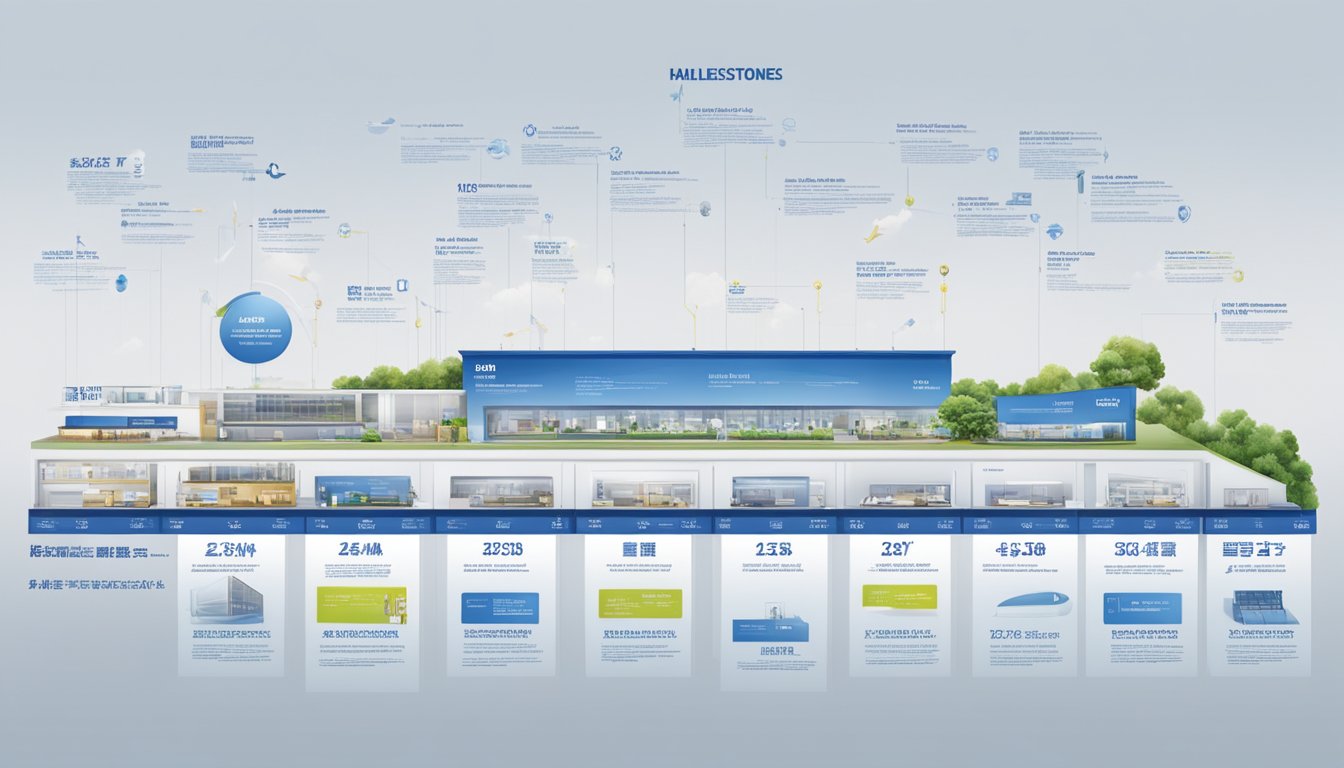 A timeline of Haier brand milestones, from its founding to present-day achievements, displayed in a visually appealing format