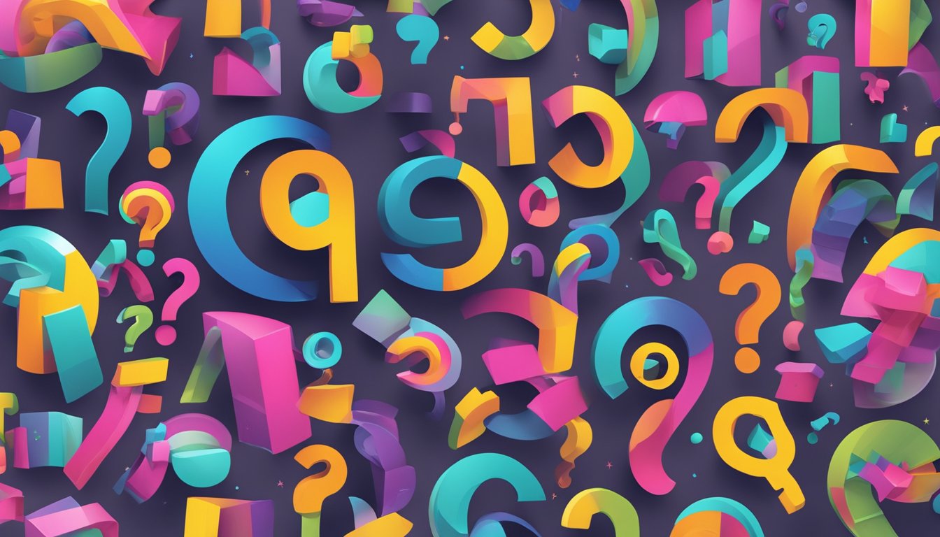 A colorful display of "Frequently Asked Questions" surrounding the Halcyon brand logo, with various question marks and vibrant typography