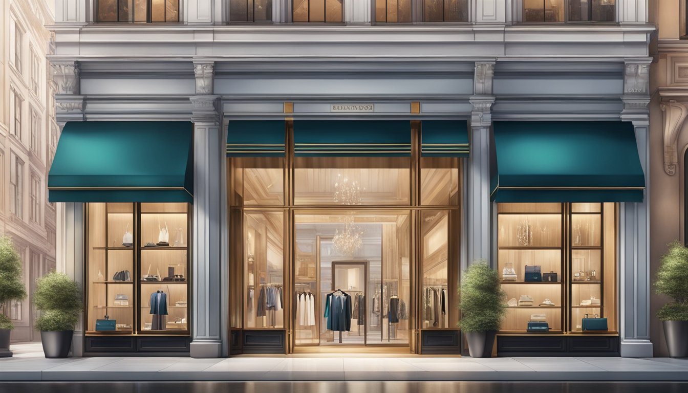 A lavish display of high-end luxury brands, with gleaming storefronts and elegant storefronts, exuding an aura of exclusivity and sophistication