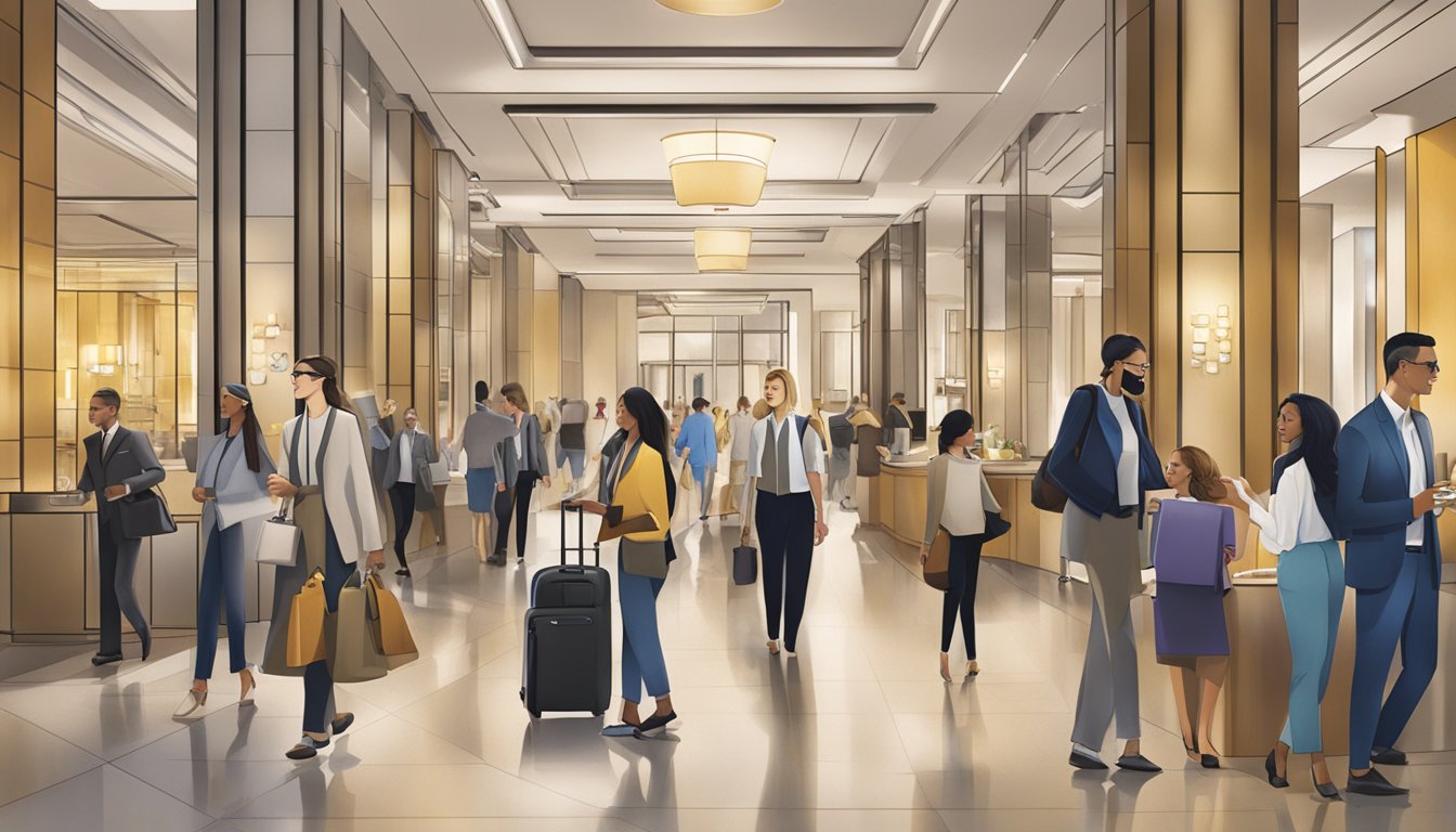 Guests explore various Hyatt brand logos and signage, showcasing the diversity of the Hyatt portfolio