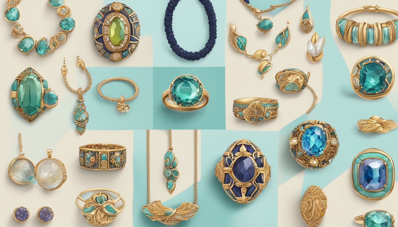 A display of unique, handcrafted jewelry pieces, each with its own distinct style and flair, showcasing the creativity and individuality of emerging indie jewelry brands