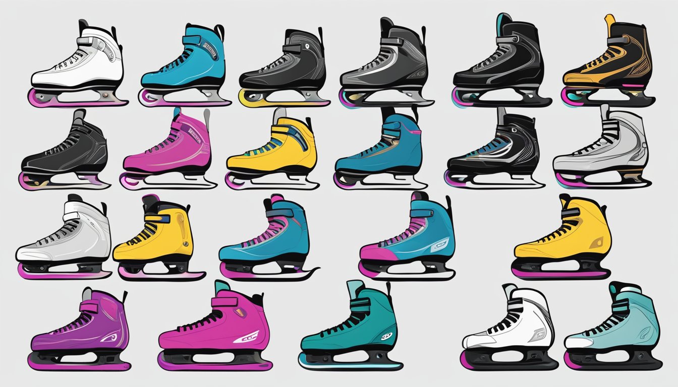 A timeline of inline skating shoes, from vintage to modern, displayed on a white background. Brands like Rollerblade, K2, and Powerslide are featured
