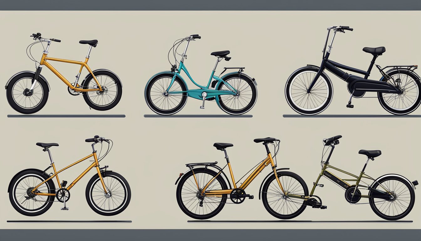 A lineup of iconic Japanese folding bike brands, showcasing their evolution from vintage to modern designs