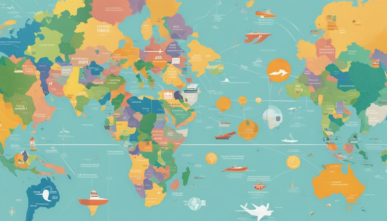 The scene depicts a world map with various ld waxson brand logos scattered across different continents, representing the global presence of the brand