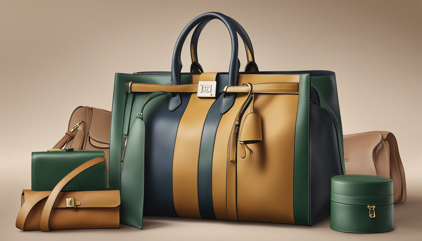 The iconic Loewe logo stands proudly against a backdrop of luxurious leather goods, exuding sophistication and timeless elegance