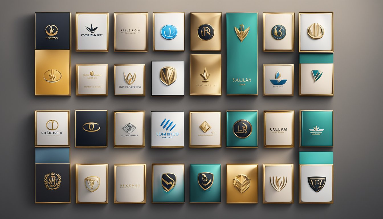 A collection of luxury brand logos displayed on a sleek, modern backdrop