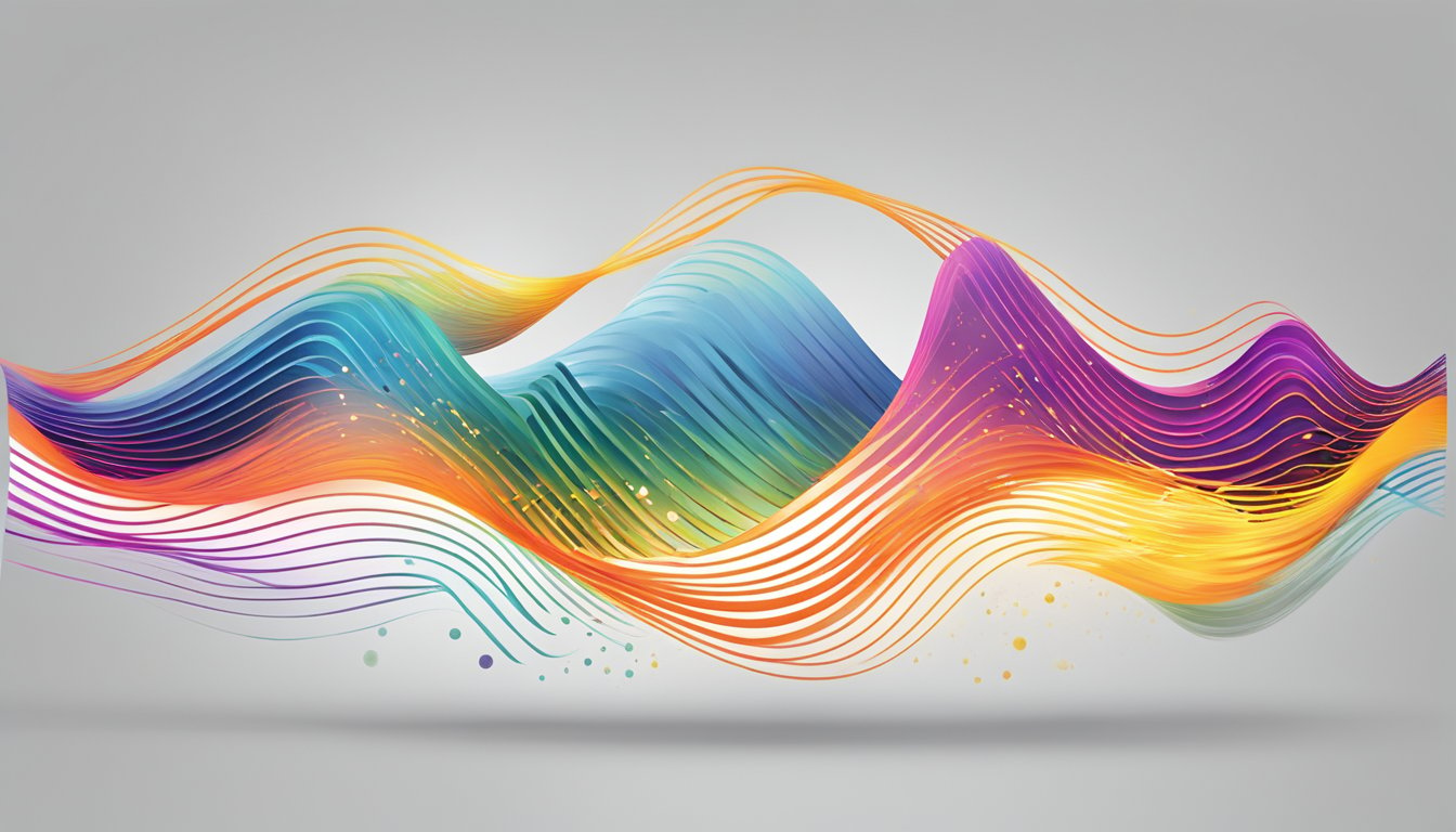 A colorful wave of sound waves emanates from the Mastercard logo, symbolizing the dynamic and innovative sonic branding and sound architecture of the brand identity