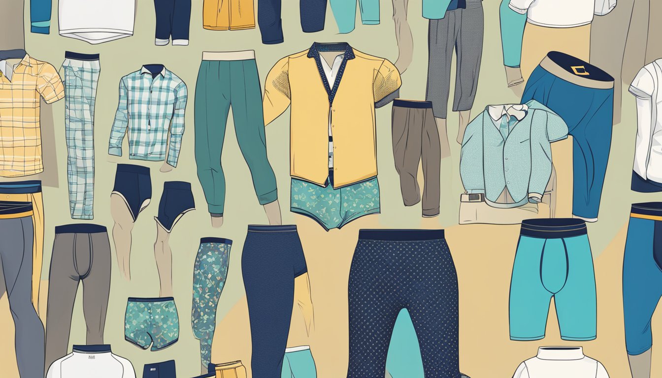 A vibrant display of various mens underwear brands online, showcasing unique styles and personal expressions