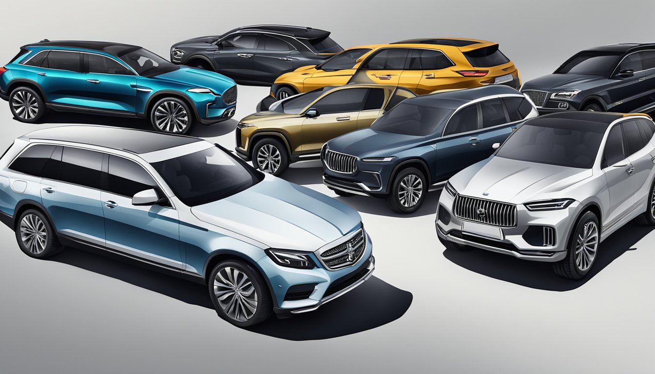 A lineup of luxury SUVs and crossovers from top car brands