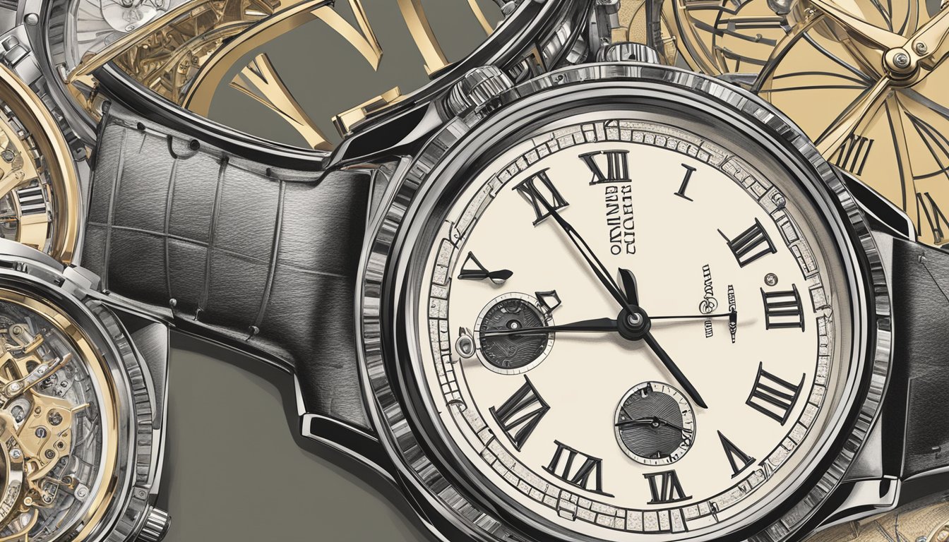 A display of vintage timepieces from iconic watch brands, showcasing their rich history and heritage through intricate designs and craftsmanship