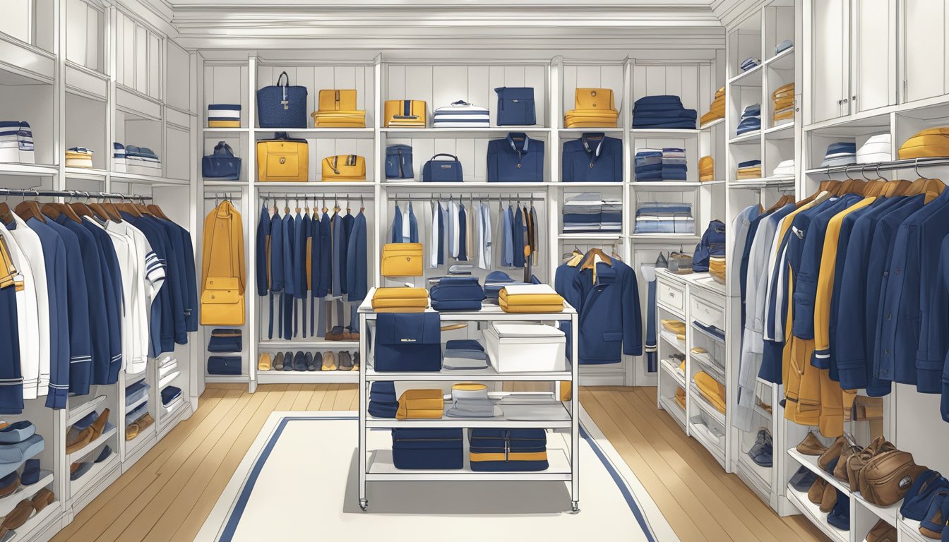 A display of Nautica product lines and collections, featuring nautical-themed clothing and accessories, arranged in a clean and organized manner