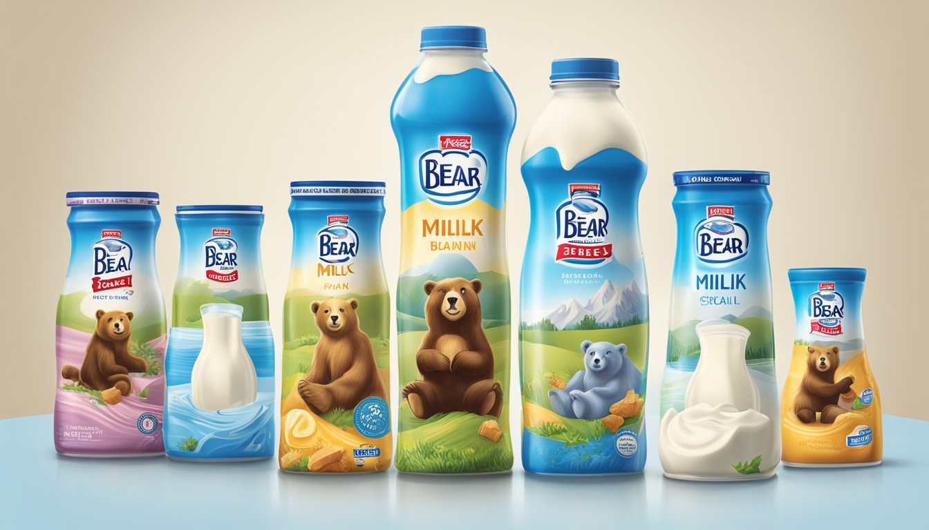 A display of Nestle Bear Brand milk in various sizes and flavors