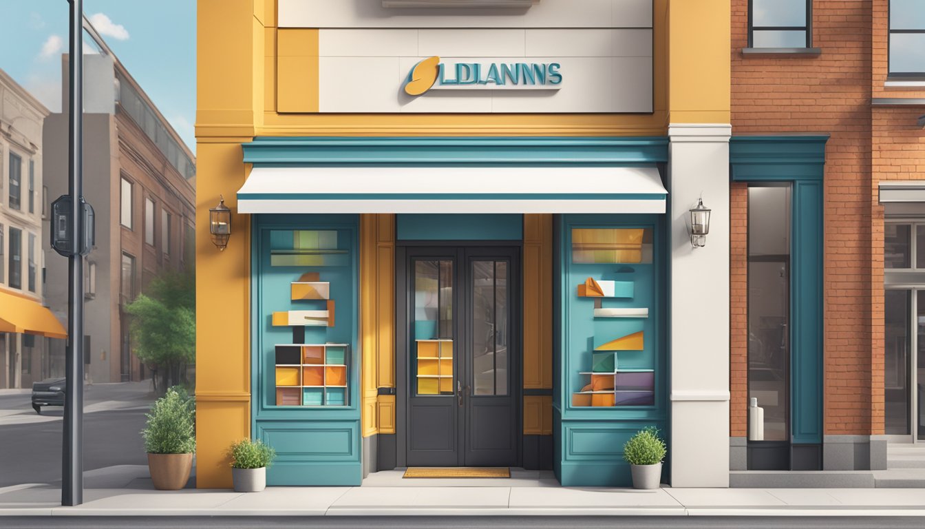 A logo displayed prominently on a clean, modern storefront with bold, consistent branding across all marketing materials