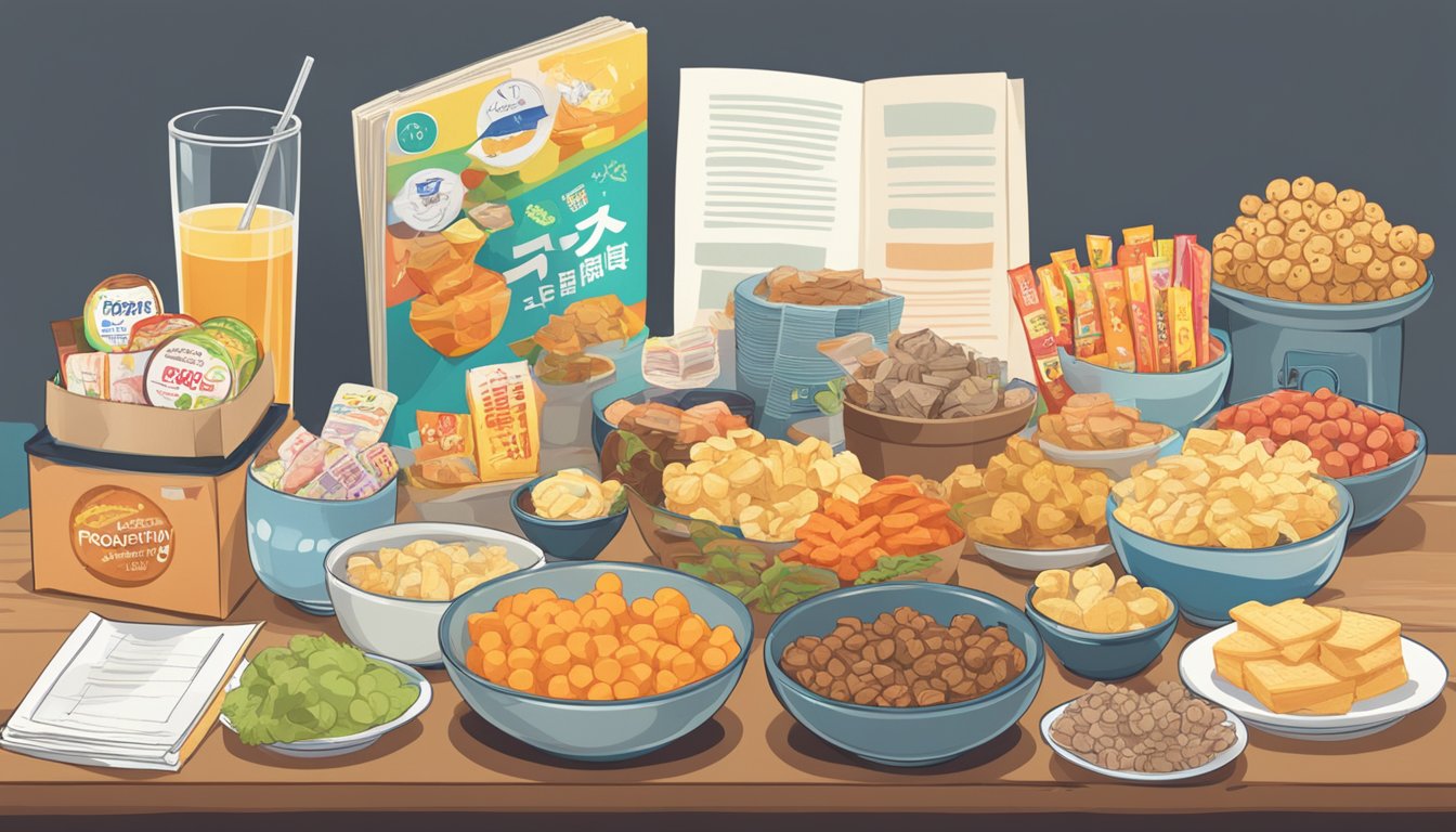 A table with various Korean snacks, a sign reading "Frequently Asked Questions," and a stack of brochures