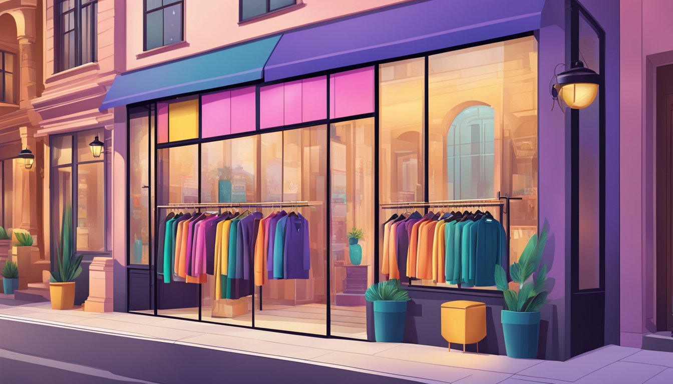 A vibrant digital storefront showcasing trendy fashion labels and online clothing brands