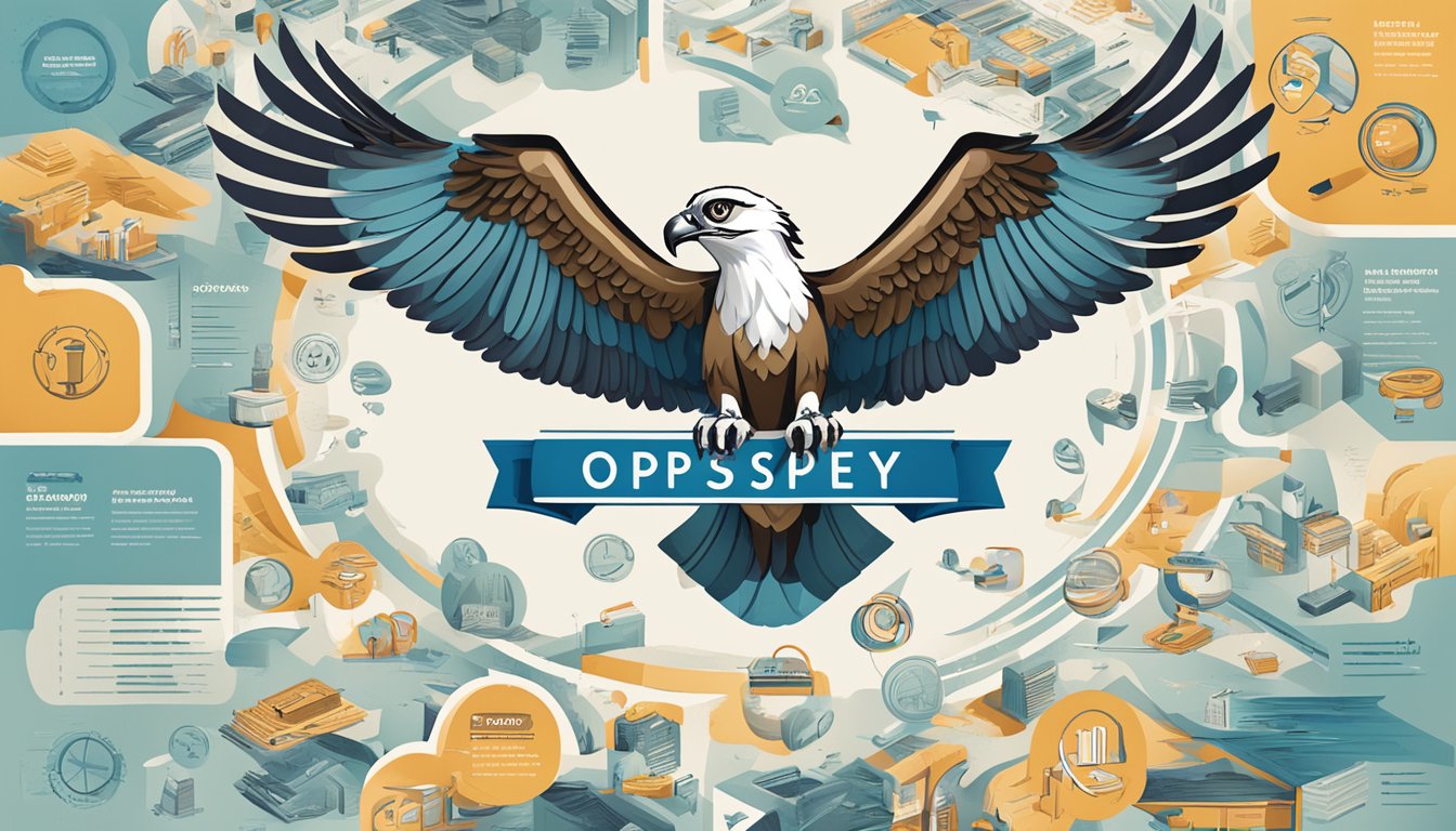An osprey brand logo surrounded by various frequently asked questions in bold text