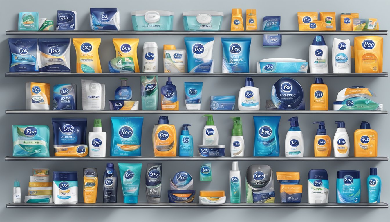 A variety of P&G shaving brands arranged in a clean and organized display, with clear labels and logos visible
