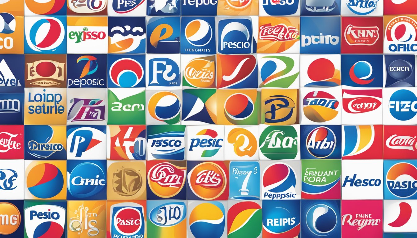 Various PepsiCo brand logos arranged in a grid, with "Frequently Asked Questions" text above