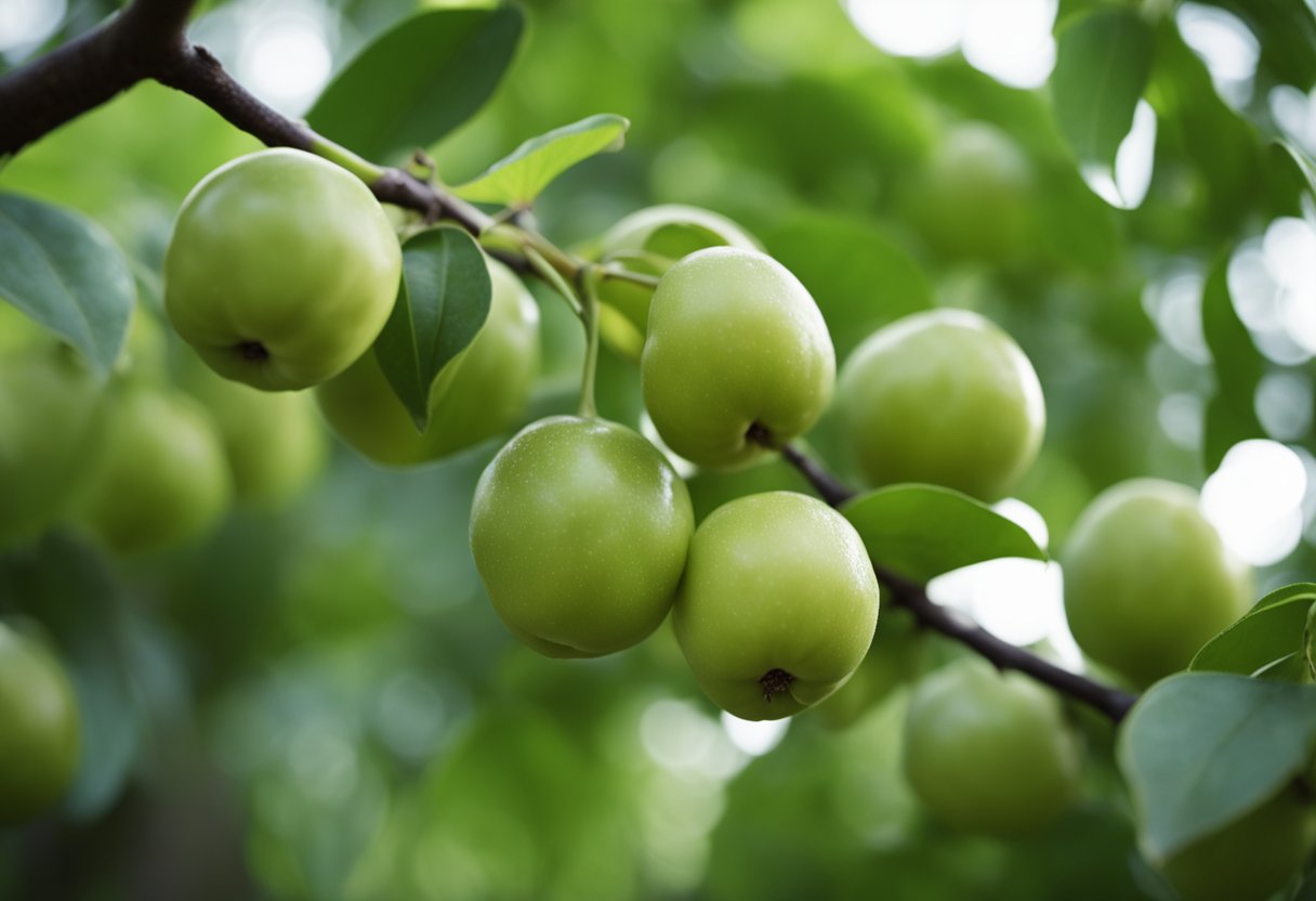 A sturdy gob (jujube) tree stands tall, its branches laden with ripe fruit. This tree is the source of Qasil Powder, a vital ingredient in many beauty and skincare products