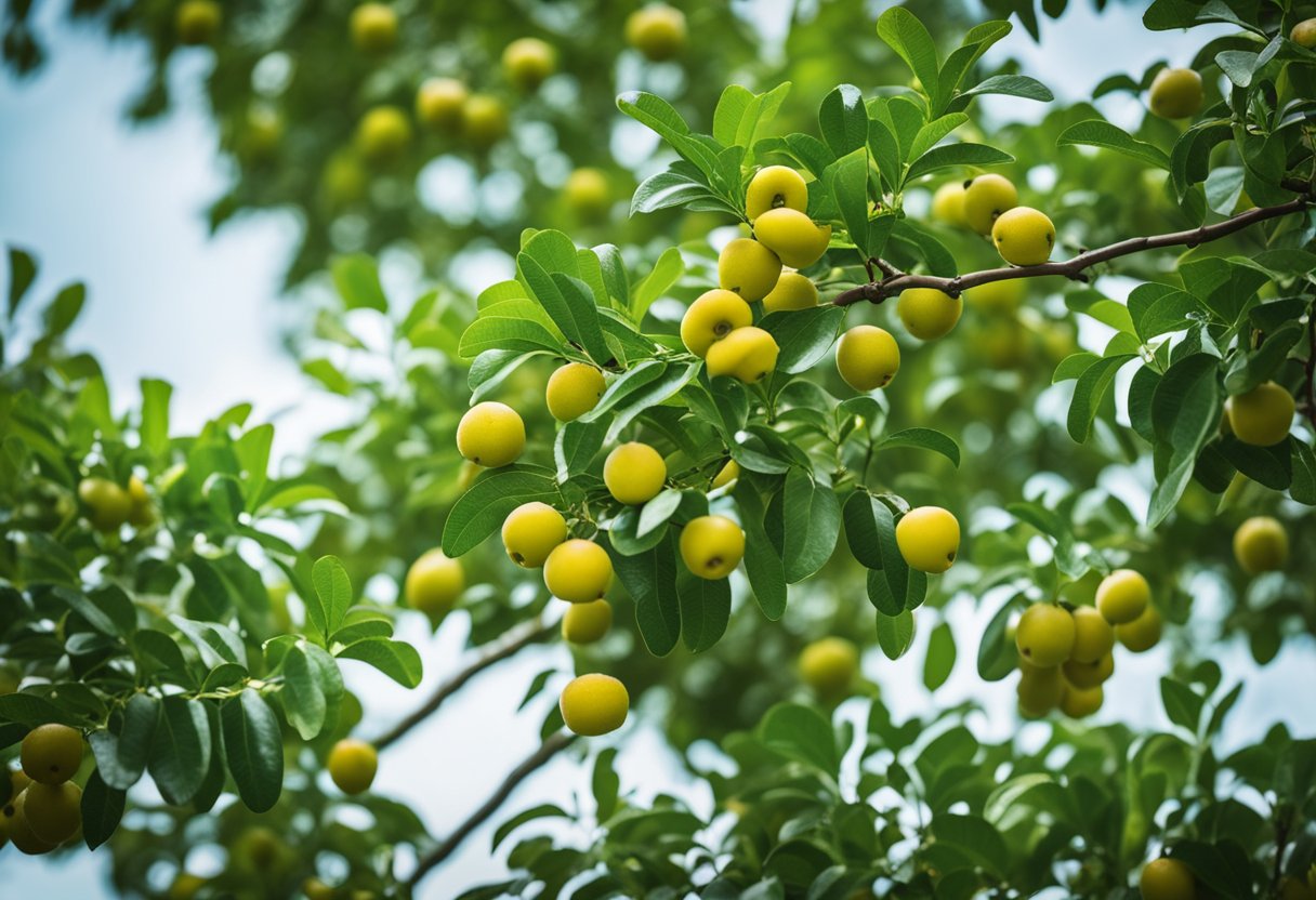 A vibrant Gob (Jujube) tree stands tall, with lush green leaves and small, round fruits hanging from its branches. The tree exudes a sense of health and beauty, embodying the natural source of Qasil Powder