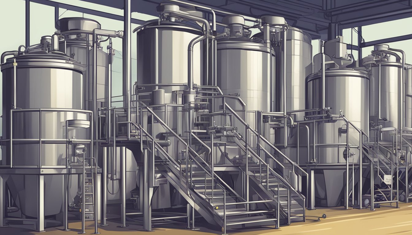 Grapes being harvested, crushed, and pressed. Juice flowing into stainless steel tanks for fermentation. Bottles being filled and labeled for grape juice brands