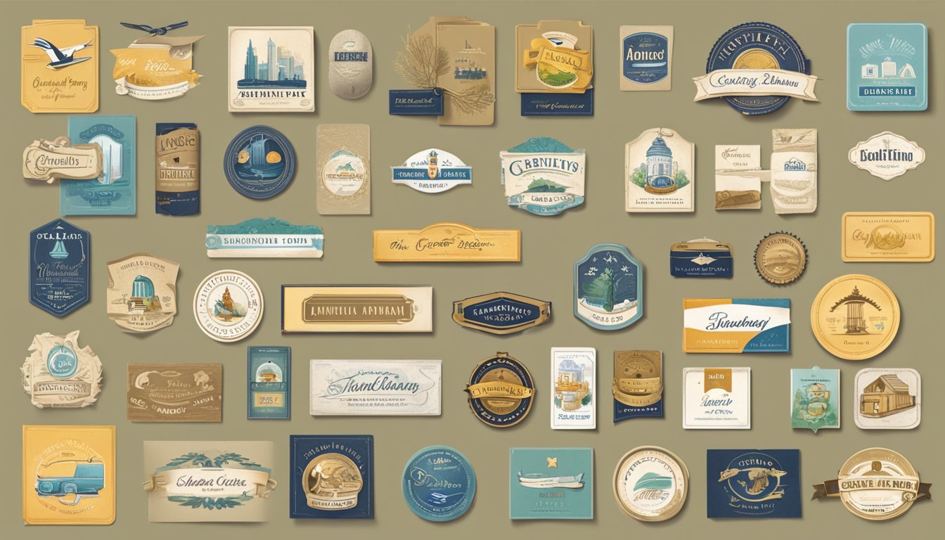 A timeline of greeting card brands from vintage to modern, showcasing iconic logos and designs