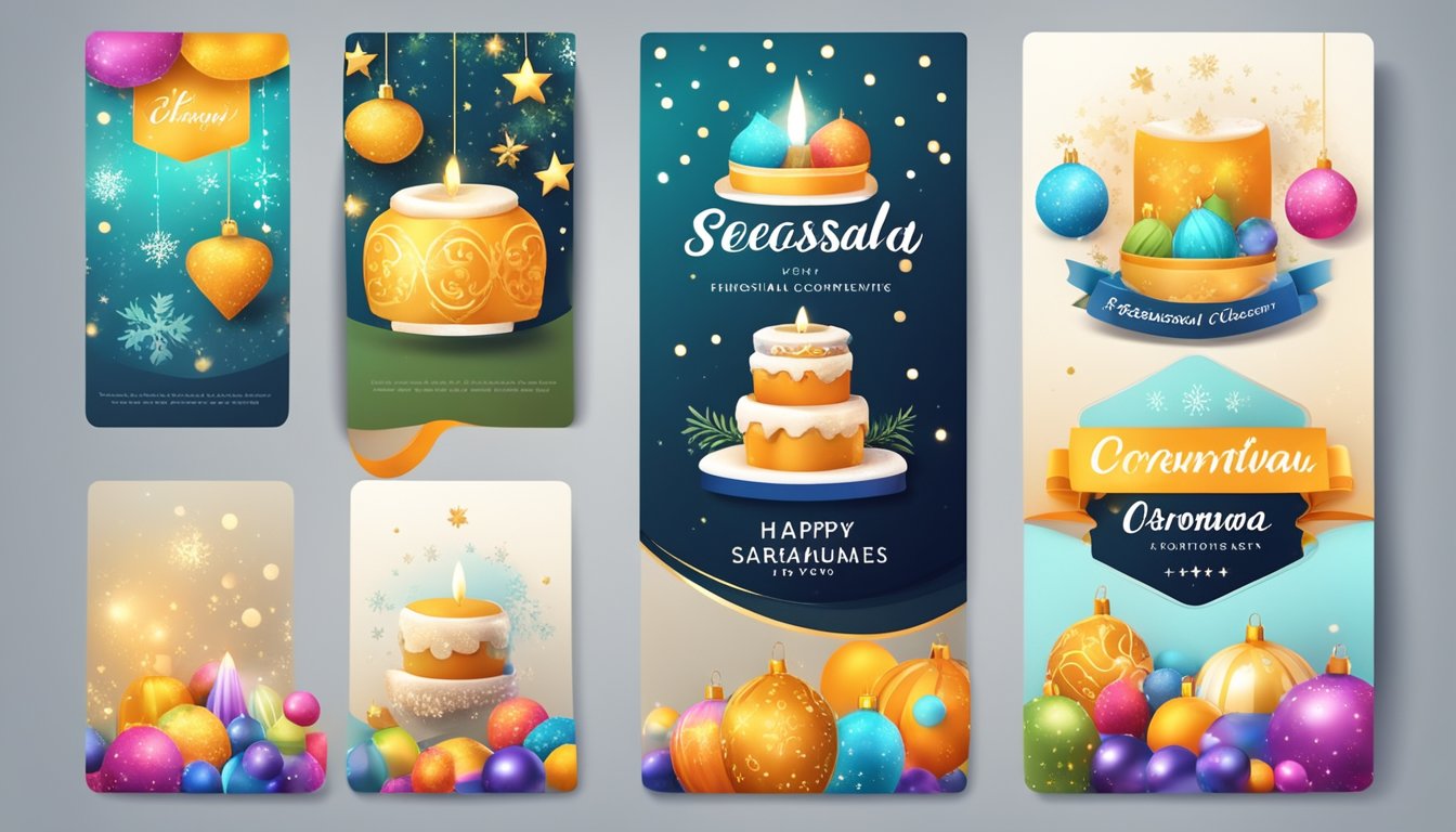 Colorful display of Seasonal and Occasional Cards with festive designs and greetings. Brand logos visible. Bright lighting and attractive arrangement