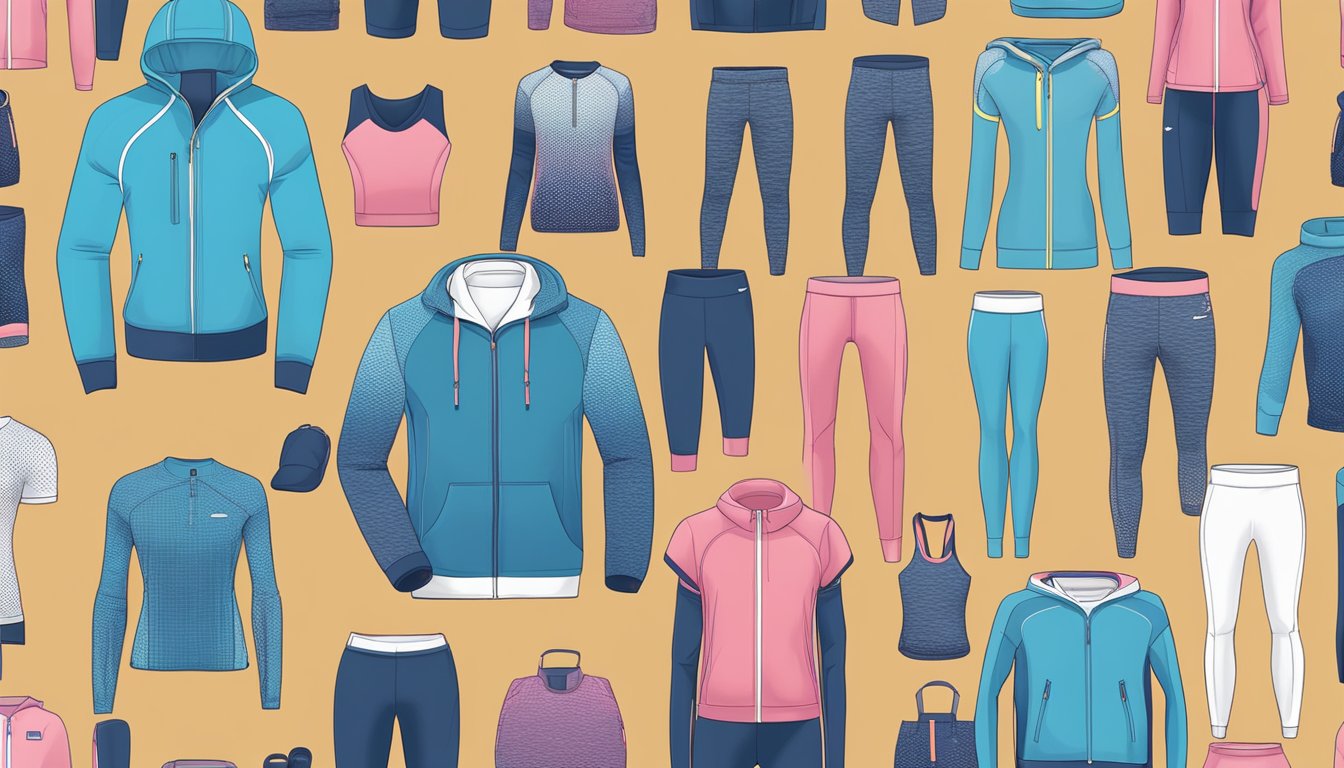 A display of high-tech fabrics and stylish gym wear, showcasing comfort and innovation