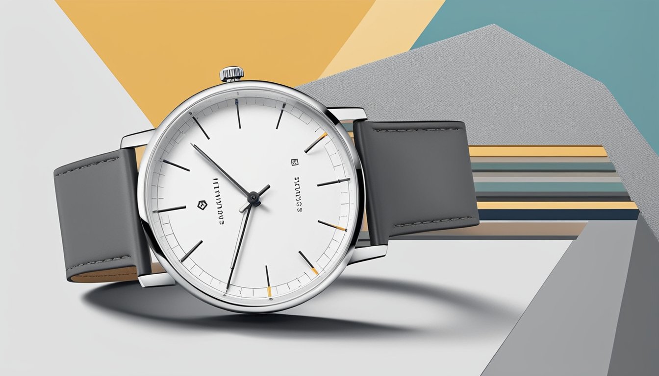 A sleek, minimalist watch design with clean lines and geometric shapes, influenced by Bauhaus principles. The use of high-quality materials and precision engineering reflects Junghans' luxury brand status