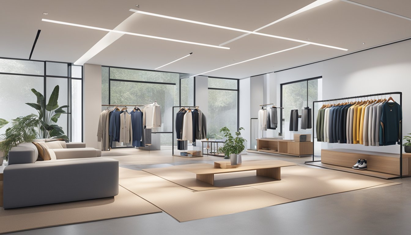A group of Japanese activewear brands showcase their innovative designs and high-quality materials in a modern, minimalist showroom