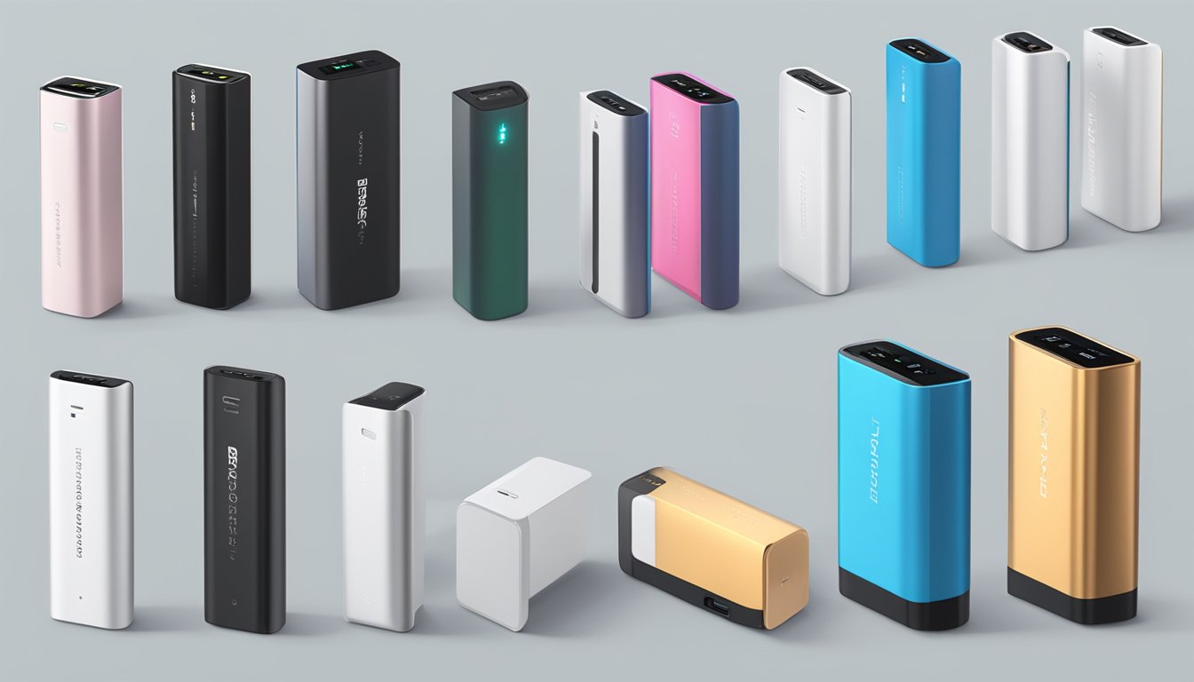 Japanese power banks arranged in a sleek display, showcasing their innovative features and sleek designs