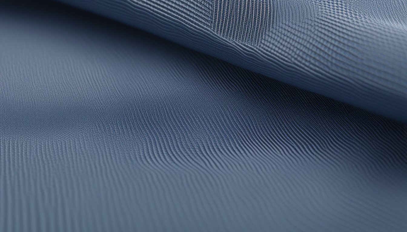 A close-up of the Kato brand innovative fabrics and fit, showcasing the texture and structure of the material