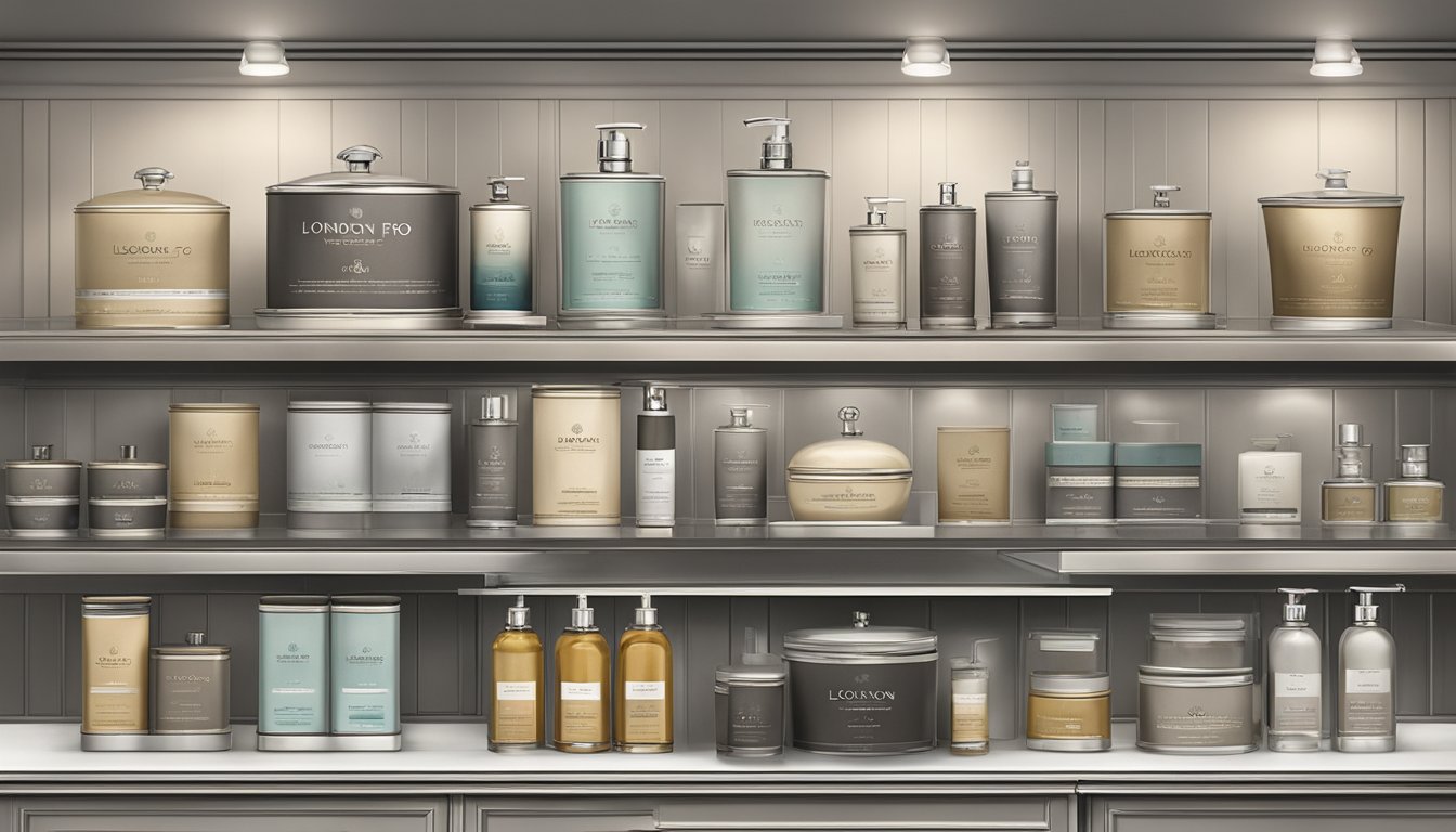 London Fog's product range displayed on sleek shelves, showcasing their reputation for timeless elegance and quality craftsmanship