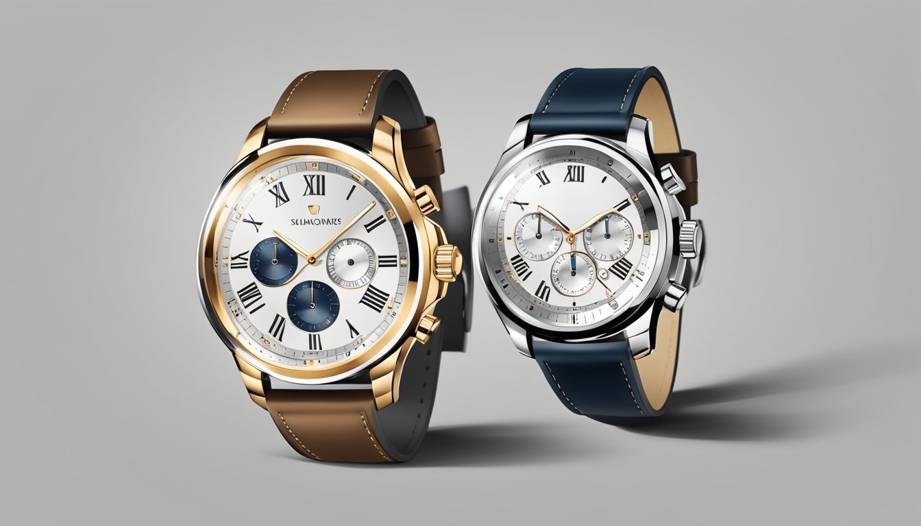 A sleek and modern luxury watch displayed on a minimalist background, showcasing its elegant design and high-quality craftsmanship
