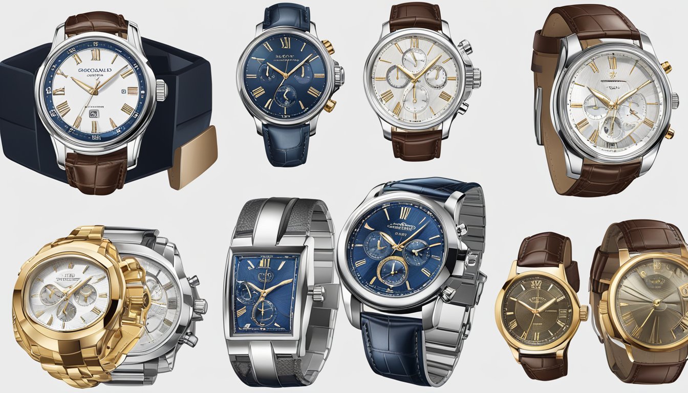 A display of elegant watches in various settings, from formal to casual, showcasing luxury brands under $2000
