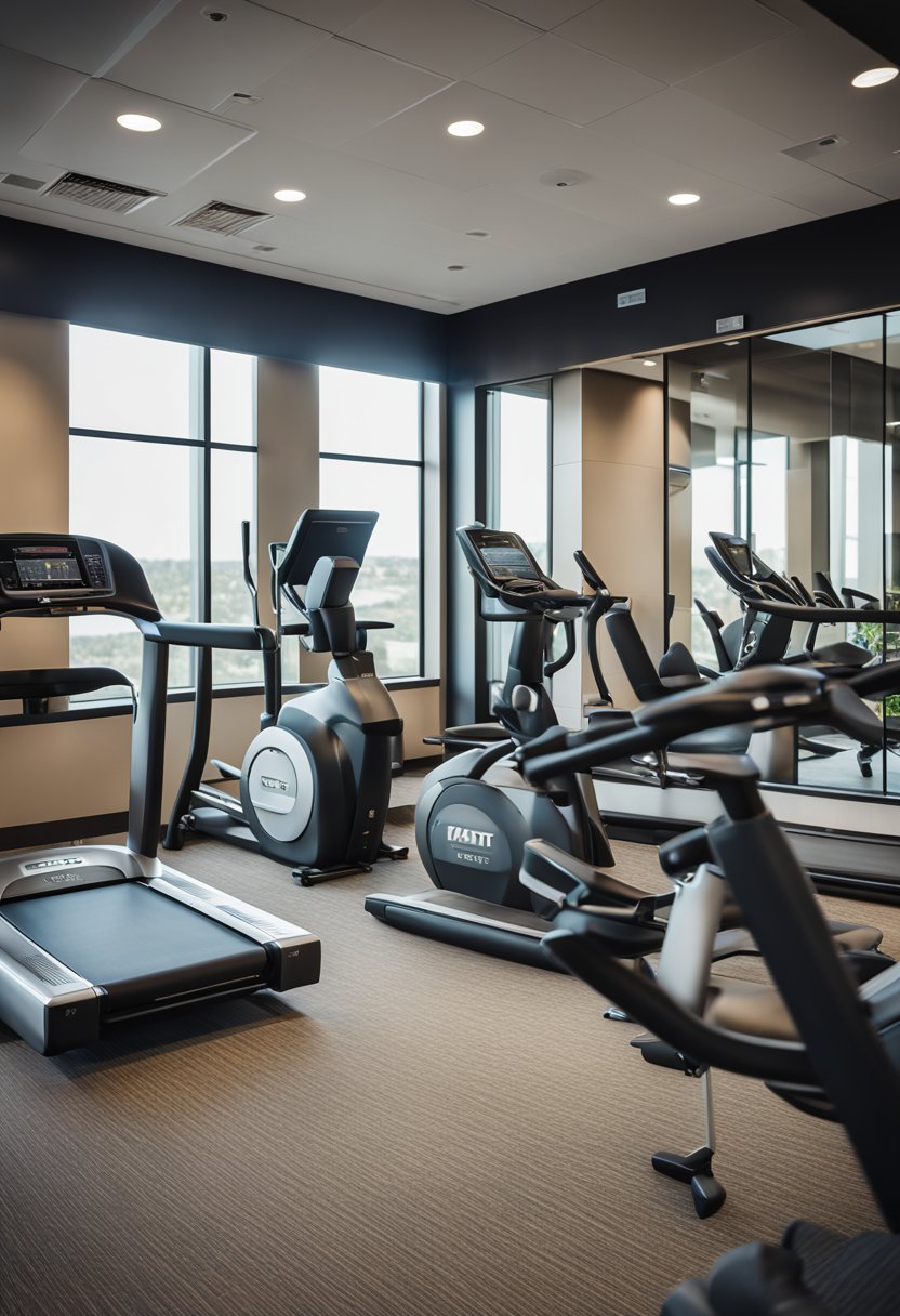 A modern luxury hotel with a sleek fitness center at Hyatt Place Waco South in Waco