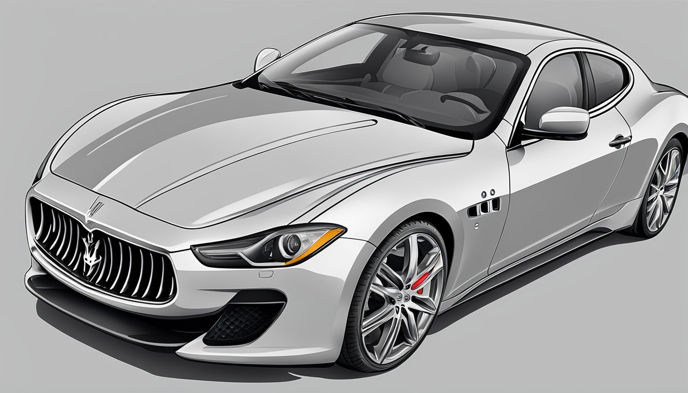 A Maserati logo displayed prominently with a list of frequently asked questions surrounding it