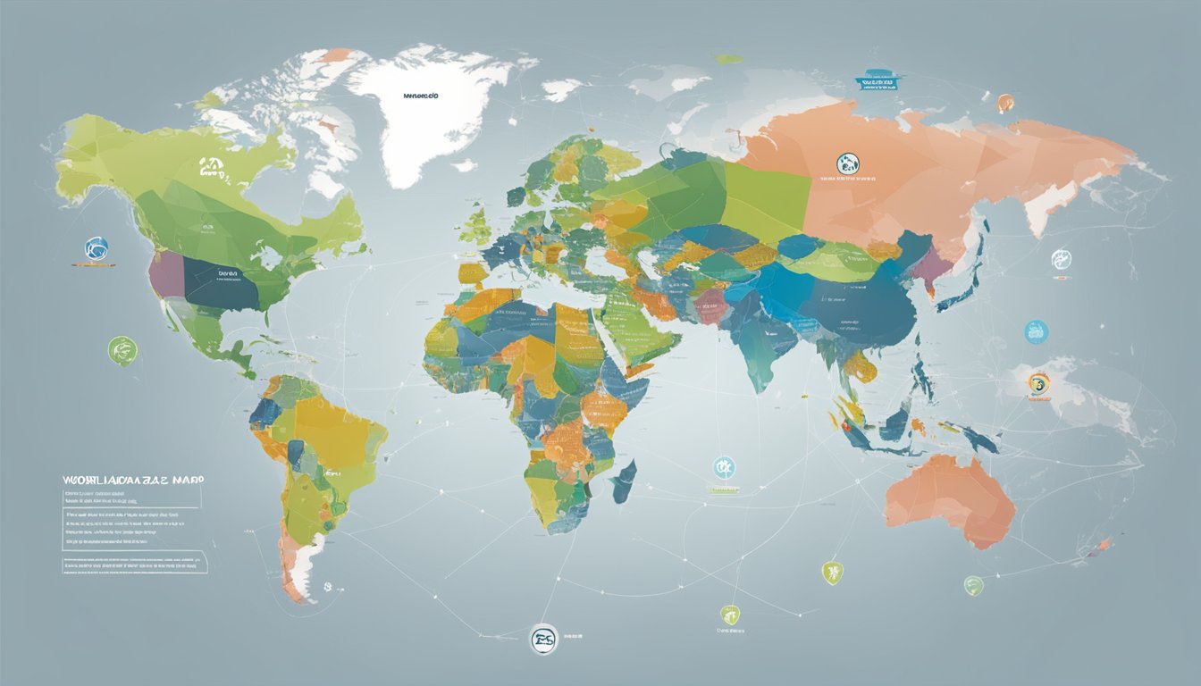 Mazda's global reach: A world map with Mazda's logo spanning across continents, connected by dotted lines