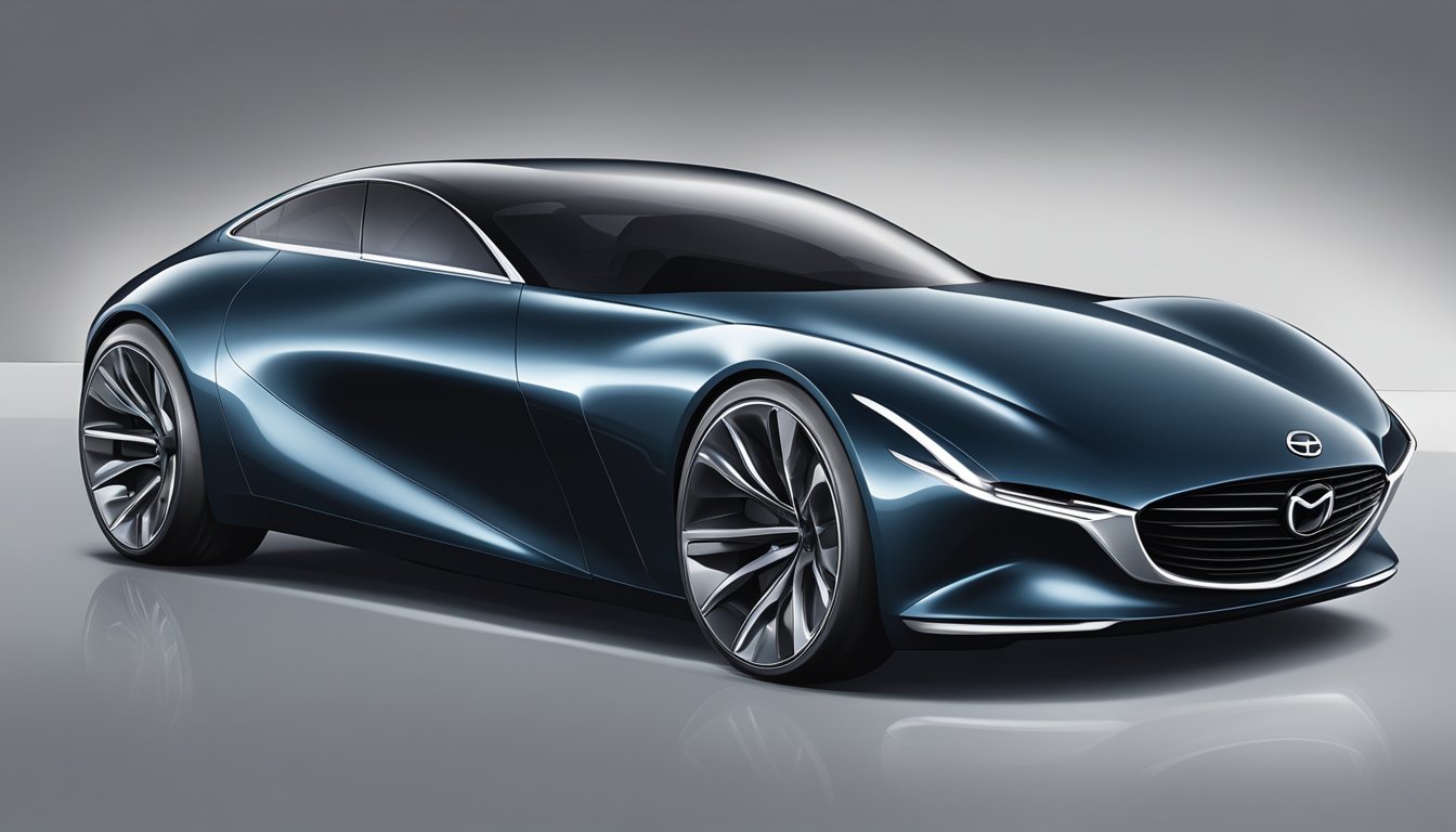 A sleek Mazda vehicle with futuristic design and advanced technology